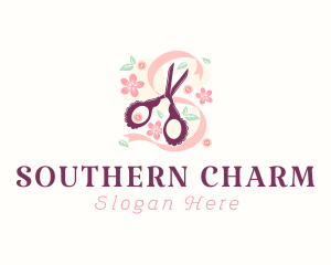 Scissors Craft Flowers logo design