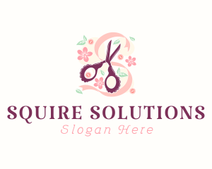 Scissors Craft Flowers logo design