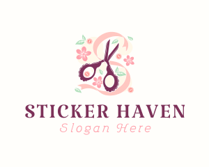 Scissors Craft Flowers logo design