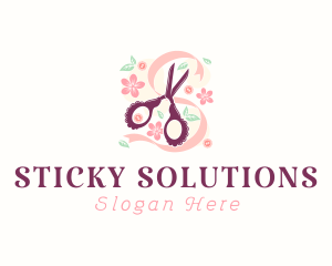 Scissors Craft Flowers logo design