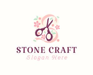 Scissors Craft Flowers logo design