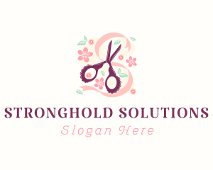 Scissors Craft Flowers logo design