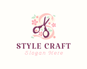 Scissors Craft Flowers logo design