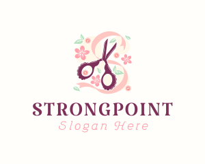 Scissors Craft Flowers logo design