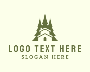 Glamping - Forest Tree Cabin logo design