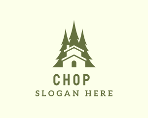 Green - Forest Tree Cabin logo design