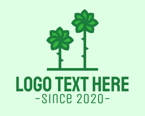 Natural Energy - Green Flower Windmill logo design