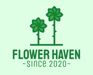 Green Flower Windmill logo design