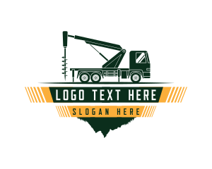 Truck - Excavator Drill Construction logo design