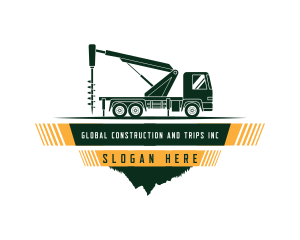 Excavator Drill Construction Logo