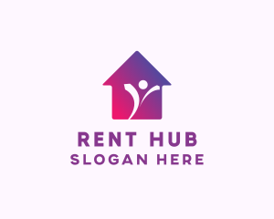 Rent - Happy House Owner logo design