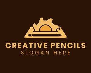 Saw Blade Pencil Woodworking logo design