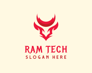 Flaming Bull Horns logo design