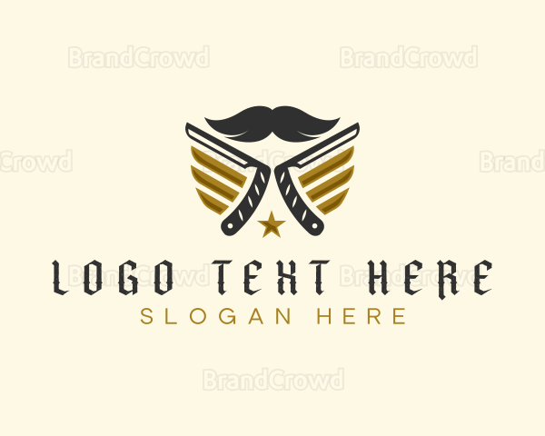 Mustache Razor Grooming Logo