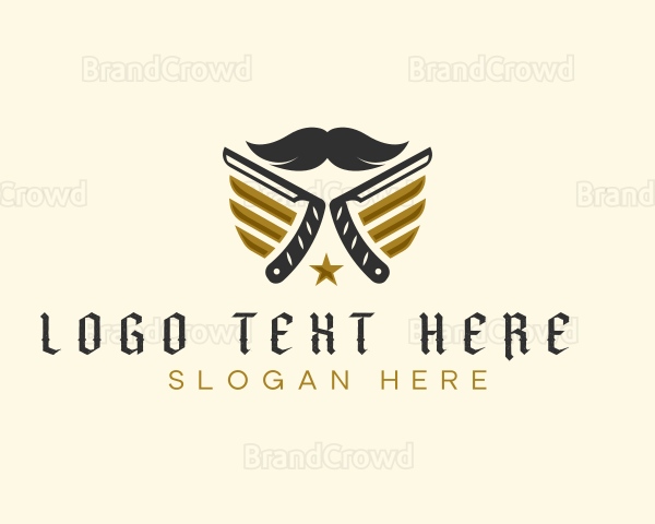 Mustache Razor Grooming Logo