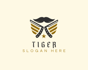 Mustache Razor Grooming Logo