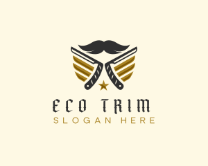 Mustache Razor Grooming logo design