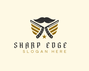 Razor - Mustache Razor Grooming logo design