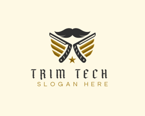 Trim - Mustache Razor Grooming logo design