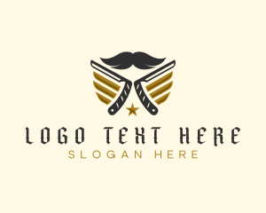 Hair Trim - Mustache Razor Grooming logo design