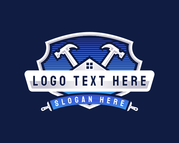 Refurbish - Hammer Roofing Paintbrush logo design