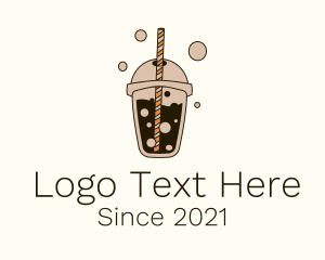 Cafe - Brown Boba Milk Tea logo design