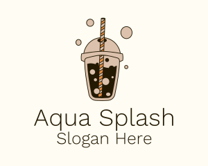 Brown Boba Milk Tea Logo