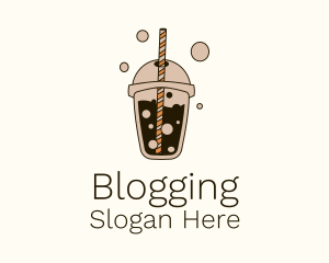 Brown Boba Milk Tea Logo