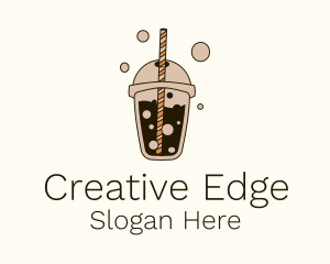 Brown Boba Milk Tea Logo