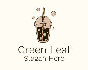 Brown Boba Milk Tea Logo