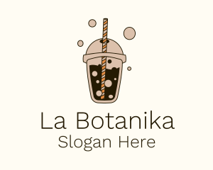 Brown Boba Milk Tea Logo