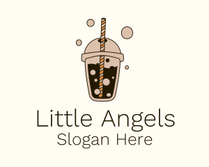 Brown Boba Milk Tea Logo