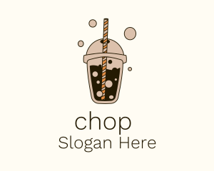 Brown Boba Milk Tea Logo