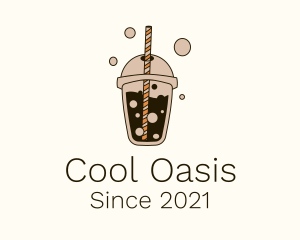 Refreshment - Brown Boba Milk Tea logo design