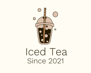 Brown Boba Milk Tea logo design