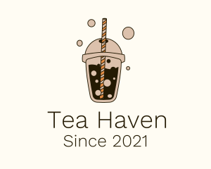 Brown Boba Milk Tea logo design