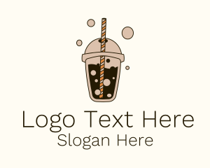 Brown Boba Milk Tea Logo