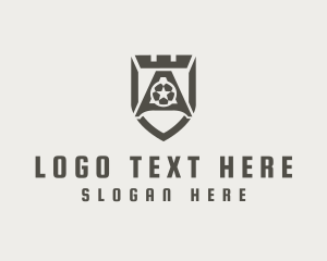 Letter A - Soccer Shield Castle logo design