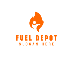 Gasoline - Fire Flame Person logo design