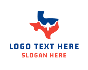 Blue And Red - Texas Longhorn Map logo design