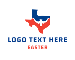 State - Texas Longhorn Map logo design