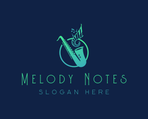 Notes - Saxophone Musical Instrument logo design