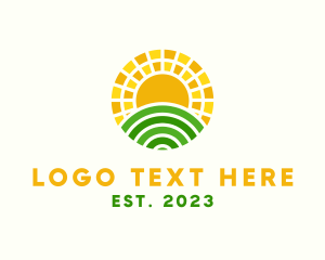 Land - Harvest Field Sun logo design