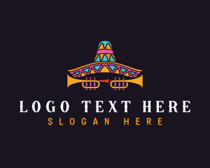 Hat - Mexican Mariachi Trumpet logo design