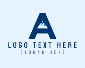 Blue - Mountain Peak Letter A logo design