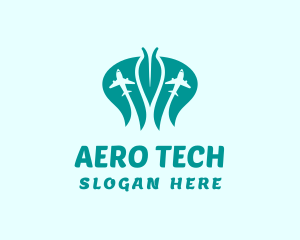 Leaf Airplane Travel logo design