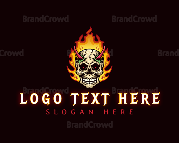 Flame Chili Skull Devil Logo