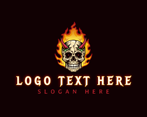 Skull - Flame Chili Skull Devil logo design