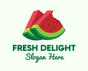 Fruit Salad - 3D Watermelon Slice logo design