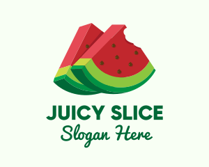 3D Watermelon Slice logo design